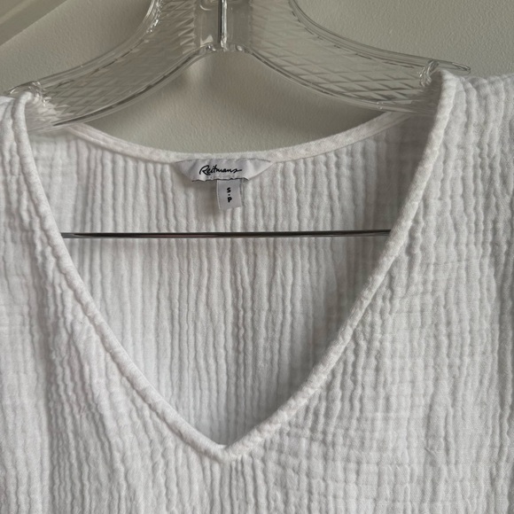 Reitmans White Ruffle Sleeve V-Neck Gauze Cotton Top size S - Picture 8 of 10